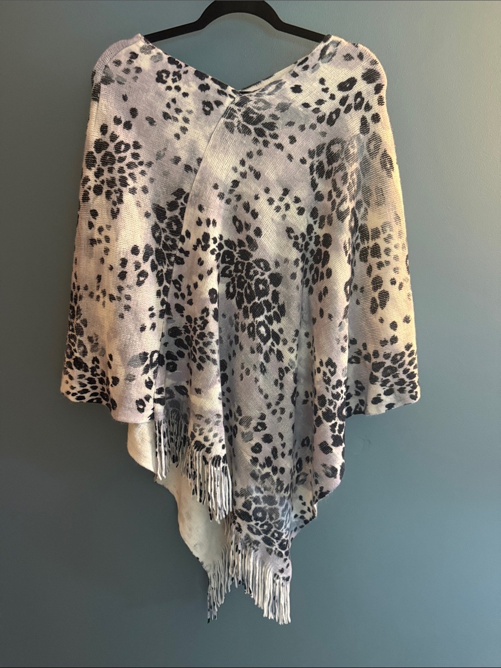 Chicos kimono shawl sweater wrap purple leopard print sz L/XL